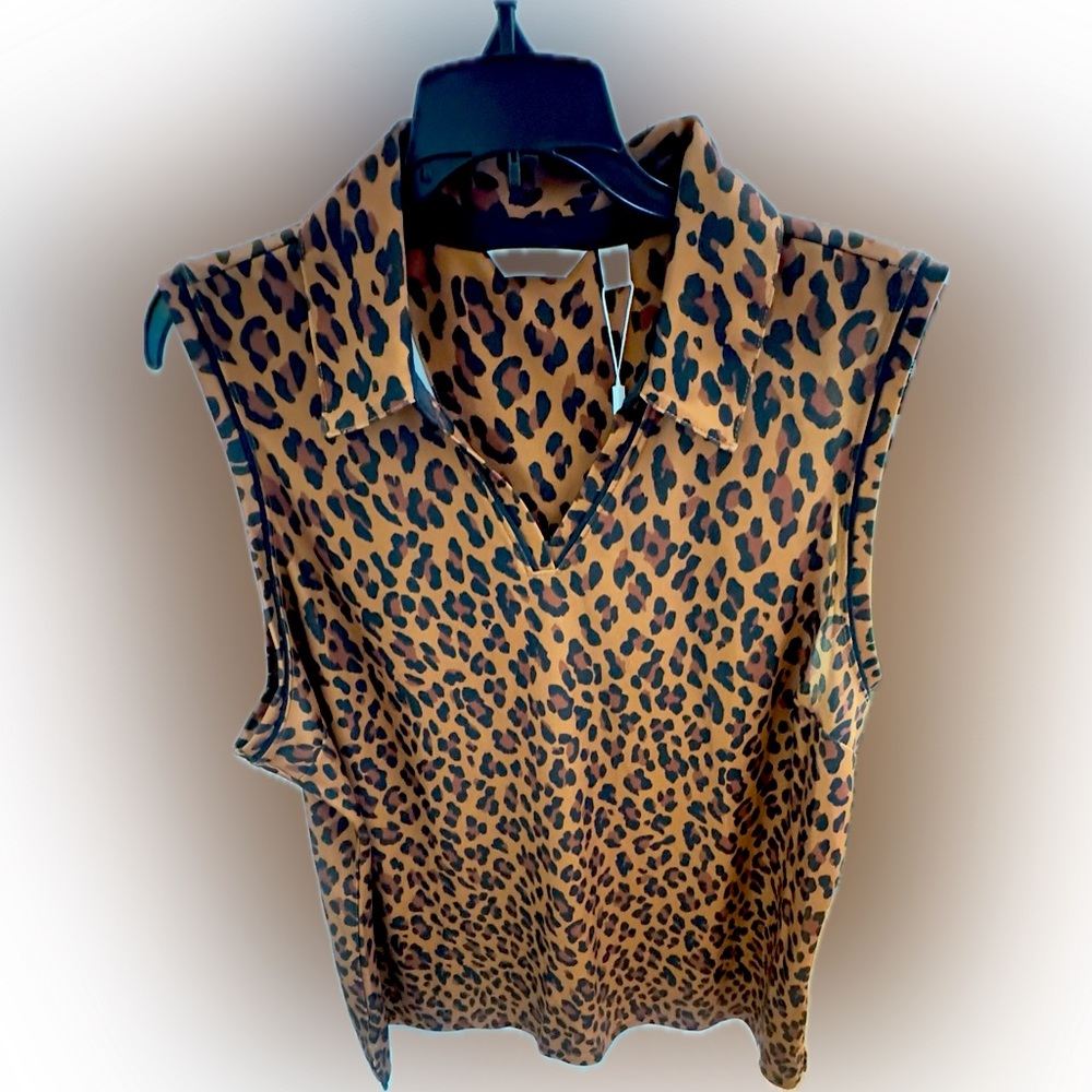 Lady Hagen Women's Printed Pique Sleeveless Golf Polo NWT